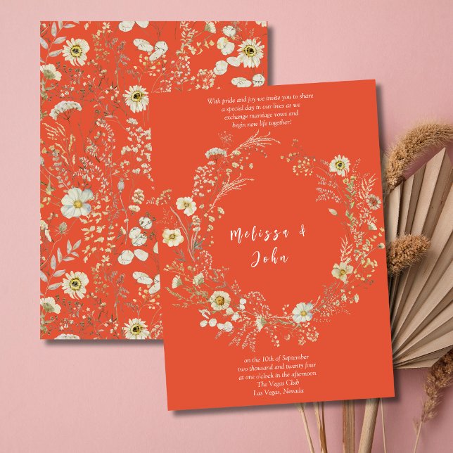 Terracotta Bohemian Wildflower Wedding Invitation (Creator Uploaded)