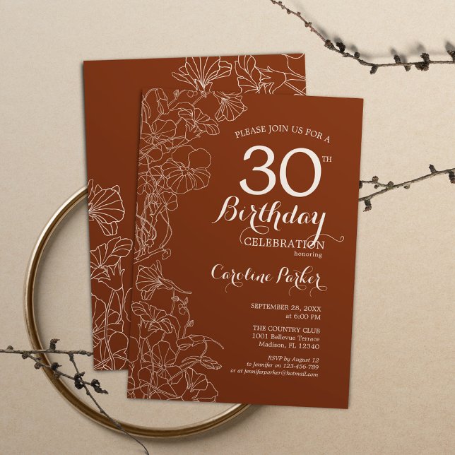 Terracotta Boho 30th Birthday Party Invitation (Creator Uploaded)