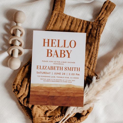 Terracotta Boho Abstract Desert Baby Shower  Invitation