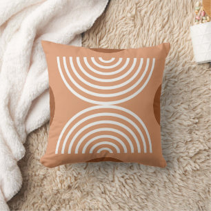 Terracotta Boho Abstract Geometric Half Circle Arc Throw Pillow