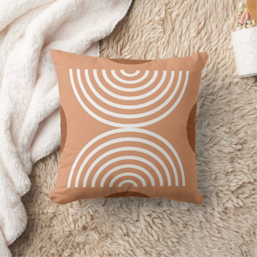 Terracotta Boho Abstract Geometric Half Circle Arc Throw Pillow