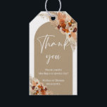 Terracotta boho arch burnt orange copper wedding gift tags<br><div class="desc">Terracotta boho arch burnt orange copper wedding Gift Tags, Pampas grass dried palm fan dried flowers tropical beach wedding favor tag. This impressive trendy modern design is perfect for all boho or tropical style Events. Design is featured watercolor hand painted pampas grass reeds mixed dried palm leaves mixed terracotta flowers...</div>