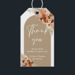 Terracotta boho arch burnt orange copper wedding gift tags<br><div class="desc">Terracotta boho arch burnt orange copper wedding Gift Tags, Pampas grass dried palm fan dried flowers tropical beach wedding favor tag. This impressive trendy modern design is perfect for all boho or tropical style Events. Design is featured watercolor hand painted pampas grass reeds mixed dried palm leaves mixed terracotta flowers...</div>
