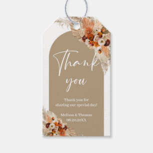 Terracotta boho arch burnt orange copper wedding gift tags