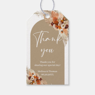 Terracotta boho arch burnt orange copper wedding gift tags