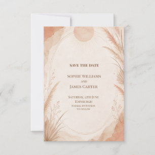 Terracotta Boho Arch Pampas Grass Save the Date