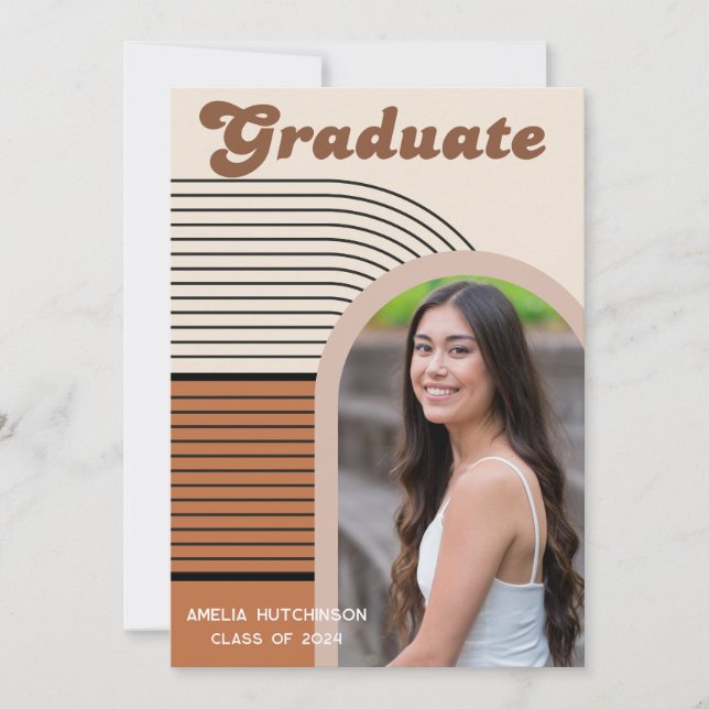 Terracotta Boho arches graduation photo  Invitation (Front)