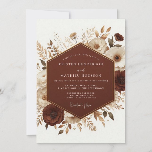 Terracotta Boho Autumnal Wedding Invitation (Front)