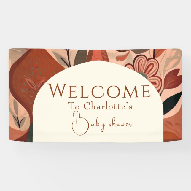  Terracotta boho baby shower   Banner (Horizontal)