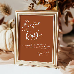 Terracotta Boho Baby Shower Diaper Raffle sign