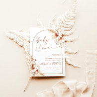 Terracotta Boho Baby Shower Pampas Grass Invitation