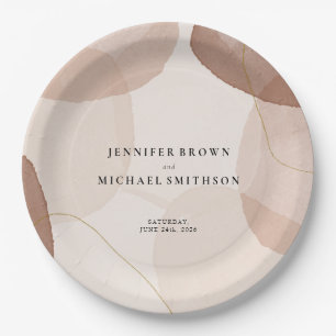 Terracotta Boho Beach decor minimal Wedding Paper Plates