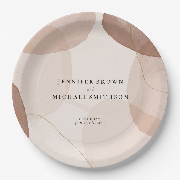 Terracotta Boho Beach decor minimal Wedding Paper Plates