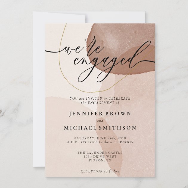 Terracotta Boho Beach Modern engaged signature Invitation