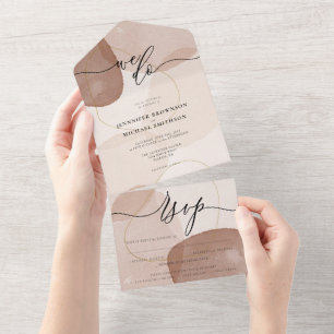 Terracotta Boho Beach Wedding All In One Invitation