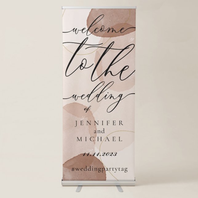 Terracotta Boho Beach Welcome to the wedding Retractable Banner (Front)