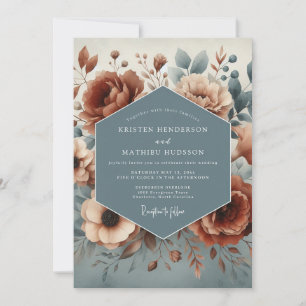 Terracotta Boho Bloom Wedding Invitation