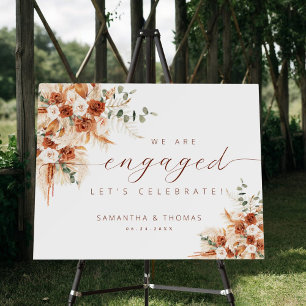 Terracotta Boho Bright Bold Engagement Party Sign