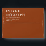 Terracotta Boho Burnt Orange Bold Unique Wedding Envelope<br><div class="desc">A minimalist boho calligraphy terracotta wedding envelope. Which features fall autumn burnt orange color . With white whimsical bold personalized name. And customizable return address info.</div>