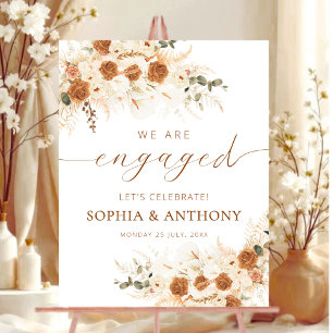 Terracotta Boho Calligraphy Engagement Party Sign