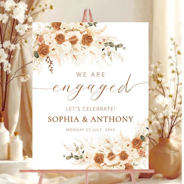 Terracotta Boho Calligraphy Engagement Party Sign (Creator Uploaded)