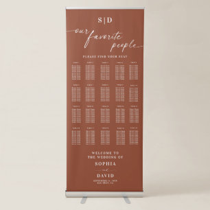 Terracotta Boho Calligraphy Wedding Seating Chart Retractable Banner