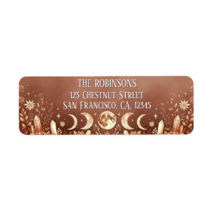Terracotta Boho Celestial Moon Phase  Label