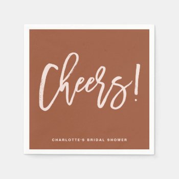 Terracotta Boho Cheers Calligraphy Bridal Shower Napkins by KeikoPrints at Zazzle
