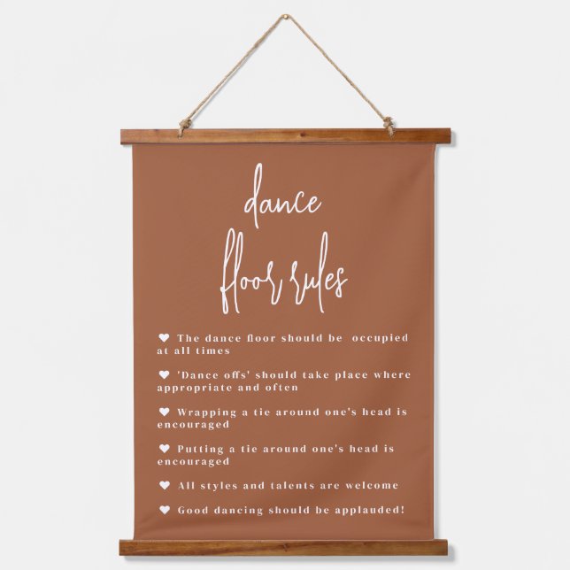 Terracotta Boho Dance Floor Rules sign  Hanging Tapestry (Front)