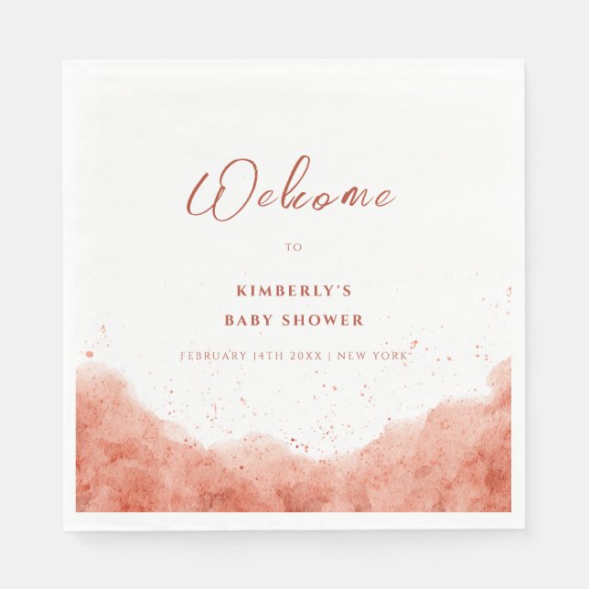 Terracotta Boho Desert Baby Shower Welcome  Napkins (Front)