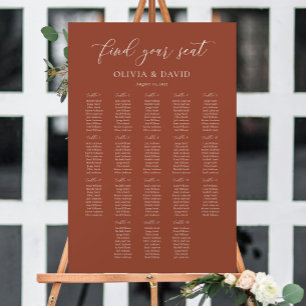 Terracotta Boho Elegant 18 tables Seating Chart Foam Board