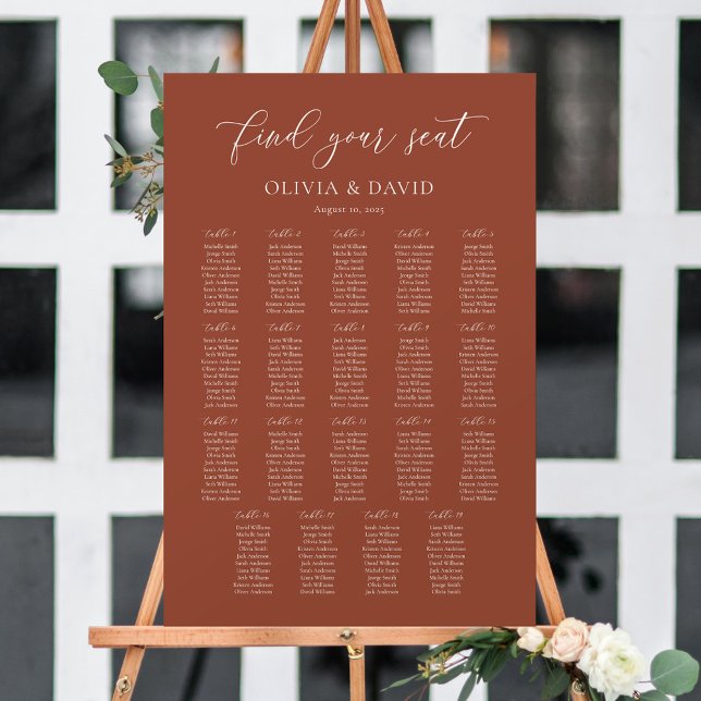 Terracotta Boho Elegant 19 tables Seating Chart Foam Board (Creator Uploaded)