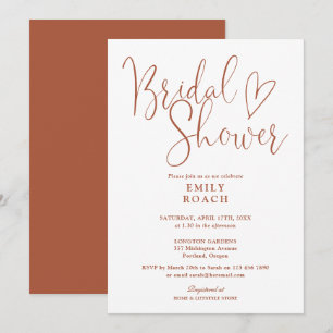 Terracotta Boho Elegant Script Bridal Shower Invitation