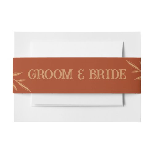 Terracotta Boho Elegant Wedding Invitation Belly Band