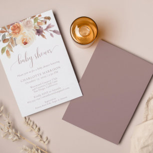 Terracotta Boho Fall Floral Baby Shower Invitation