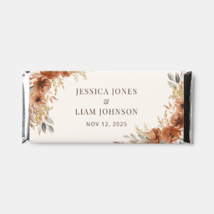 Terracotta Boho Fall Floral Candy Wedding Hershey Bar Favors