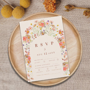 Terracotta Boho Fall Floral Meal Options RSVP Card
