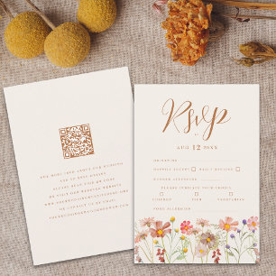 Terracotta Boho Fall Floral Meal Options RSVP Card