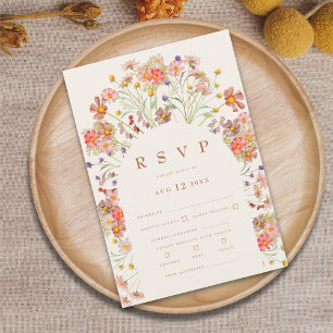 Terracotta Boho Fall Floral Meal Options RSVP Card
