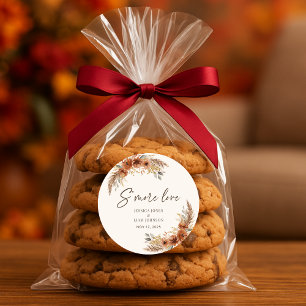 Terracotta Boho Fall Floral Wedding Smore Favors Classic Round Sticker