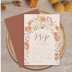 Terracotta Boho Fall Wedding RSVP Card