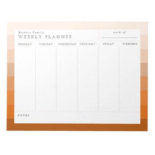 Terracotta Boho Family Weekly Planner Notepad