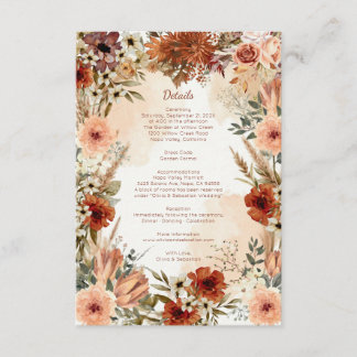 Terracotta Boho Floral Autumn Rustic Elegant Enclosure Card