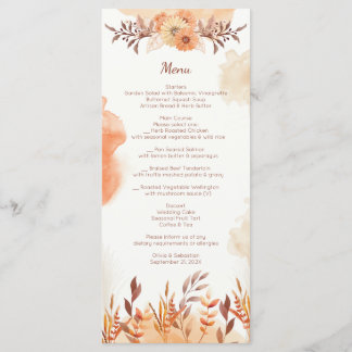 Terracotta Boho Floral Autumn Rustic Elegant Menu