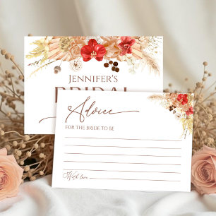 Terracotta Boho Floral Bridal Shower Advice Card