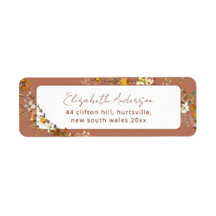 Terracotta Boho Floral Bridal Shower  Label