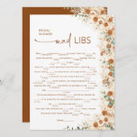 Terracotta Boho Floral Bridal Shower Mad Libs Game