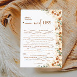 Terracotta Boho Floral Bridal Shower Mad Libs Game
