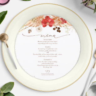Terracotta Boho Floral Bridal Shower Menu Card