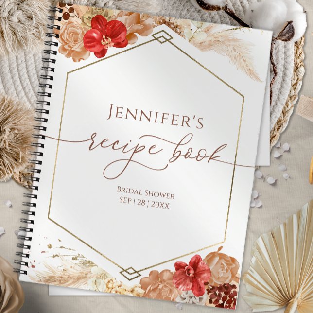 Terracotta Boho Floral Bridal Shower Recipe Book (Creator Uploaded)
